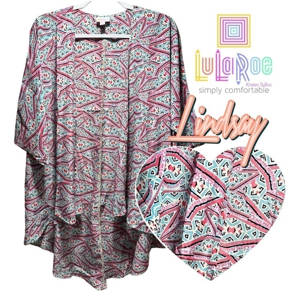 NWT LulaRoe Lindsay Sheer Duster OpenFront Short Kimono Light Batwing Retro - Picture 1 of 14